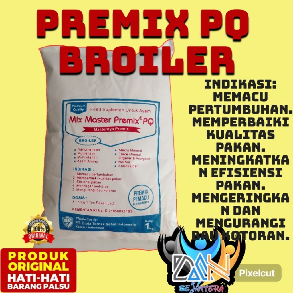 MIX MASTER PREMIX BROILER PQ 1 KG - Premix Ayam Broiler Pedaging Ayam Potong untuk Pemacu Pertumbuha