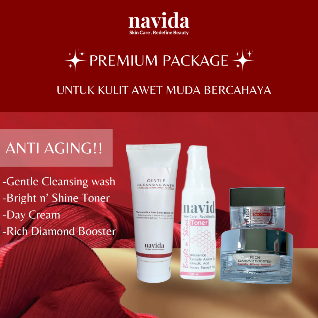 NAVIDA Skincare Premium Package | BPOM | Facial Wash, Toner, Day Cream, Diamond Booster