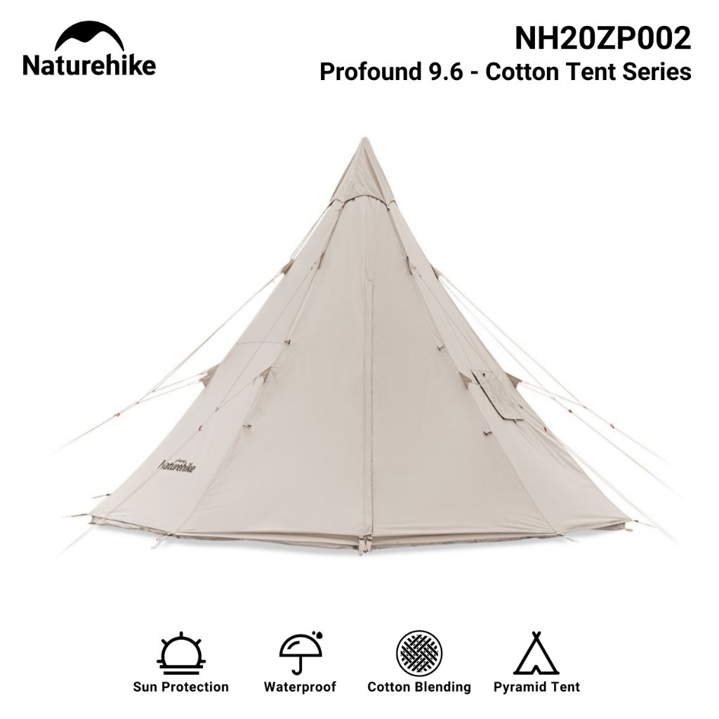 TENDA NATUREHIKE NH20ZP002 PROFOUND 9.6 COTTON SERIES PYRAMID TENT TENDA PENDAKI GUNUNG CAMPING GLAM