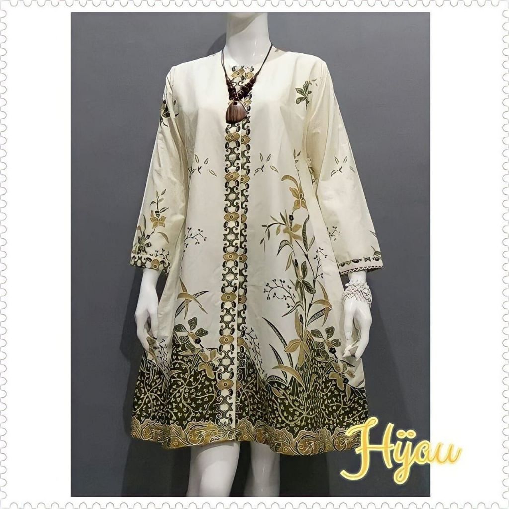 BATIK TUNIK UNGGUL JAYA  BUSUI Modern Kekinian Atasan wanita cantik elegan  terlaris ANJANI CREAM