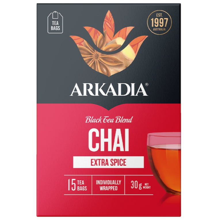 

Arkadia Chai Tea Bags Extra Spice 15 pack