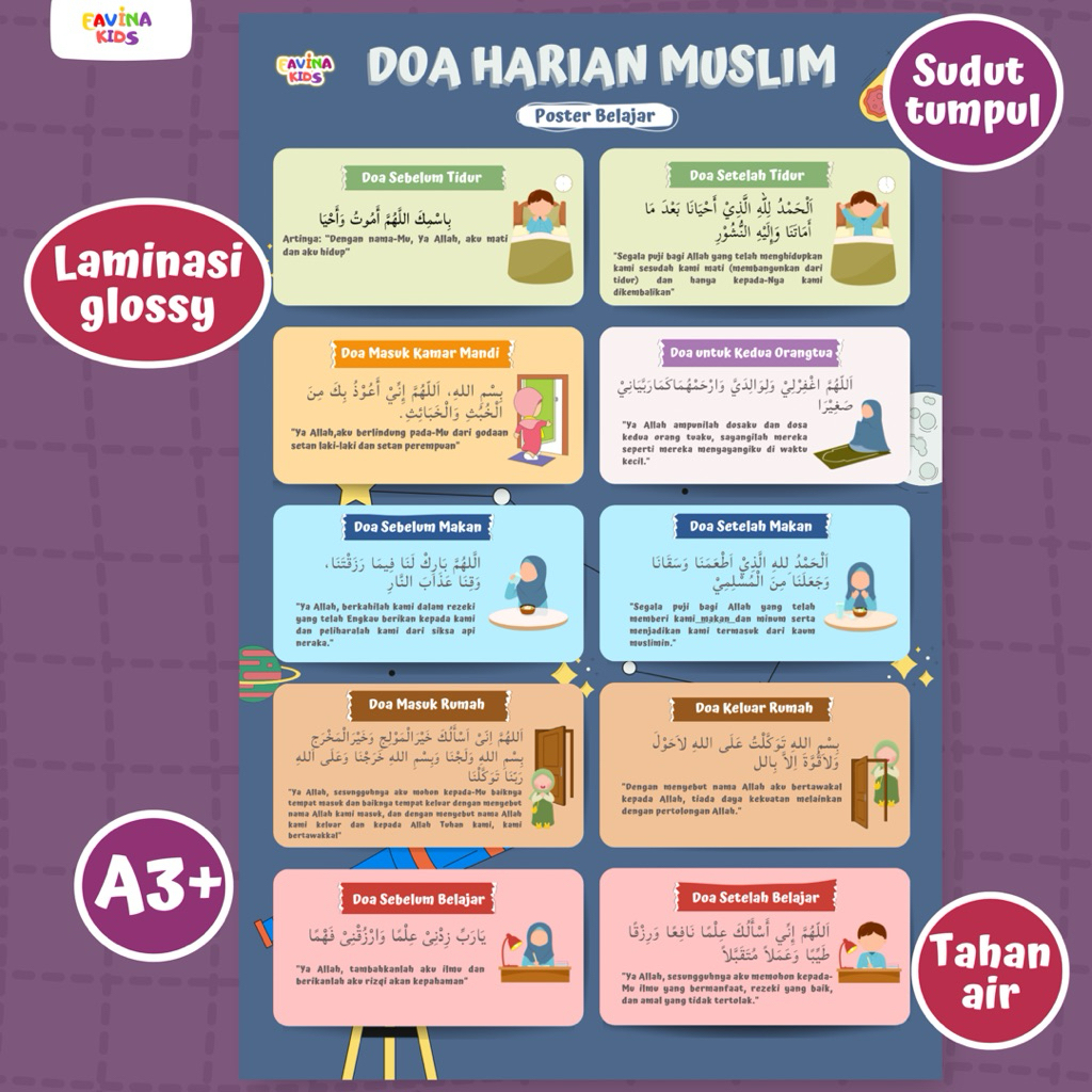 Poster Belajar Doa doa Harian Anak Muslim