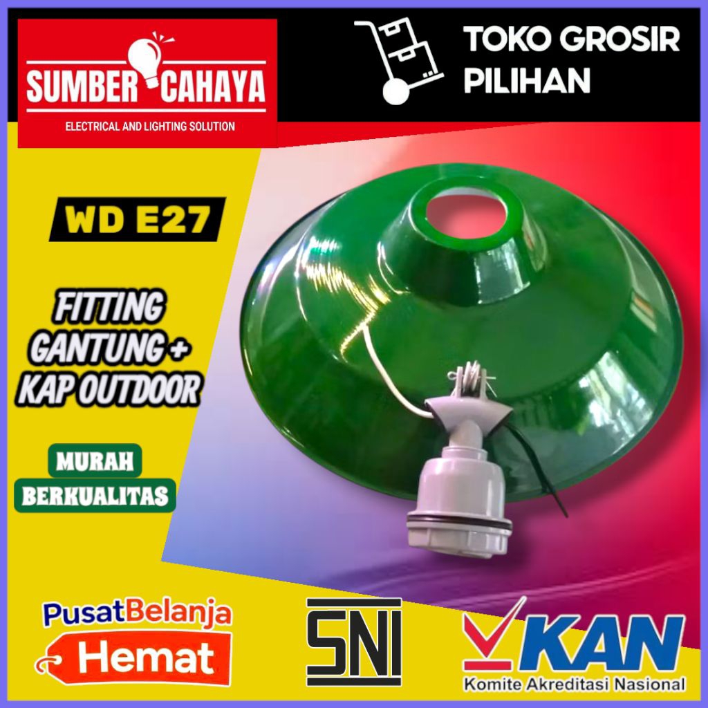 fitting WD E27 Hijau besar Outdoor Luar Jalan Gang Halaman - Kap lampu gantung + Fitting E27