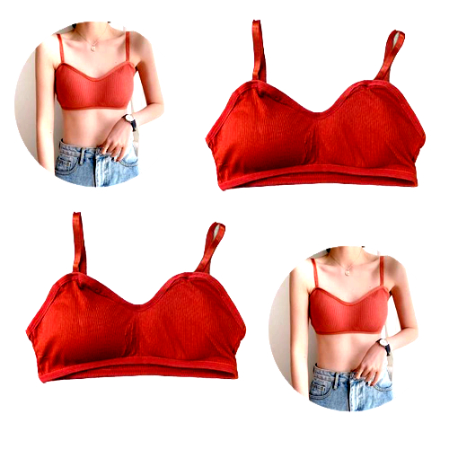 BH BRA WANITA BUSA TANPA KAWAT BAHAN LEMBUT ELASTIS SEXY WARNA MERAH BATA