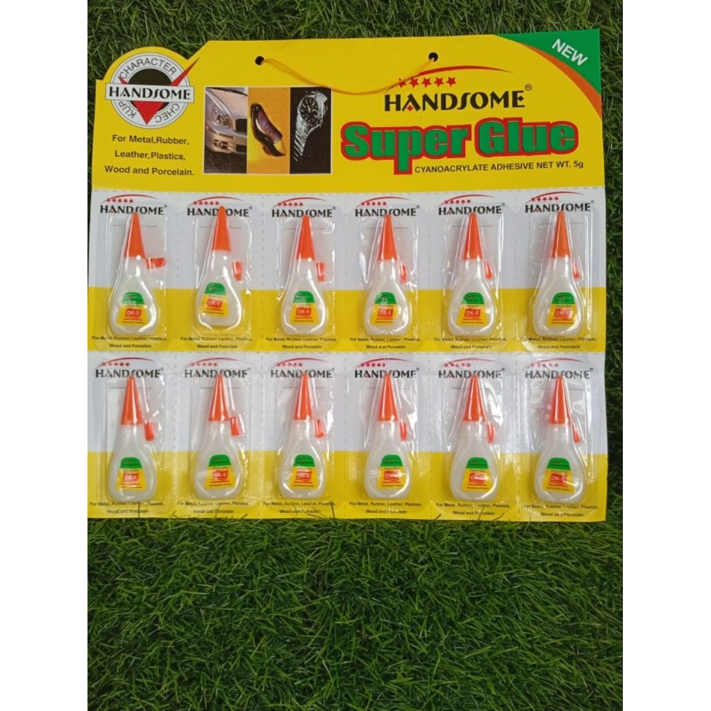 

(paket 1 lembar 12pcs) lem superglue handsome, lem serbaguna murah berkualitas