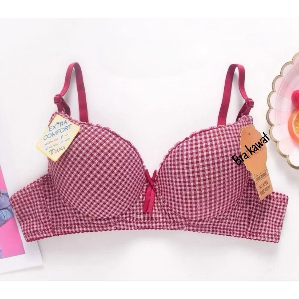 BRA KAWAT SUPER COMFORT MOTIF KOTAK YANG ELEGANT BAHAN LEMBUT ADA BUSA ( BH kotak kotak )
