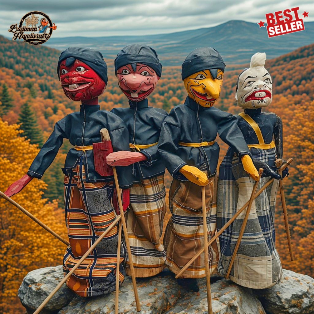 Wayang Golek Punakawan 1set=isi 4pcs (Cepot,Dewala,Gareng,Semar)