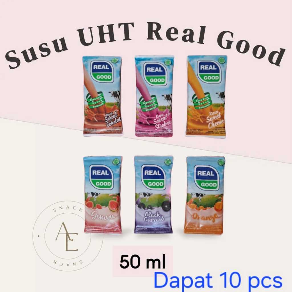 

Susu Bantal Real Good || Susu UHT Real Good Mini II Aneka Varian Rasa - Netto 50ml (10 pcs)