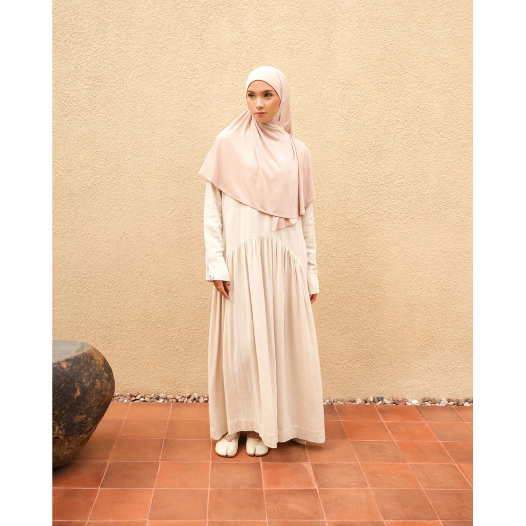 preloved khalewale tsaraya linen dress natural khalewale sz M