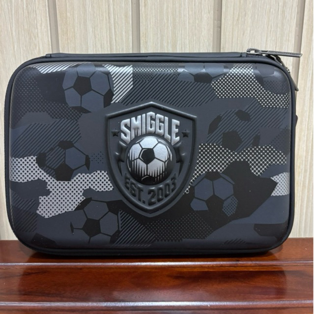 

Smiggle hardtop pencil case - black soccer