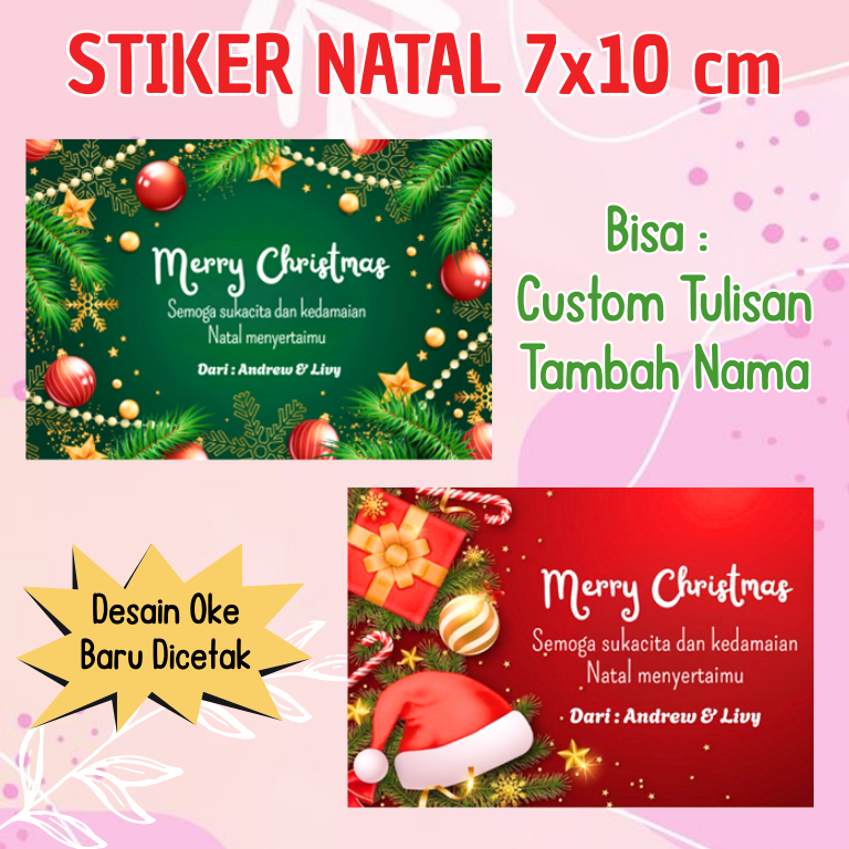 

Stiker/Kartu Ucapan GLOSSY Hari Raya Natal 7x10cm untuk Bingkisan Hampers Hadiah Kado Parcel