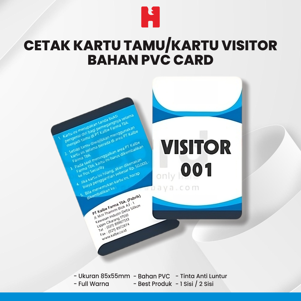 

Cetak Kartu Tamu/Kartu Visitor Custom Bahan PVC Card
