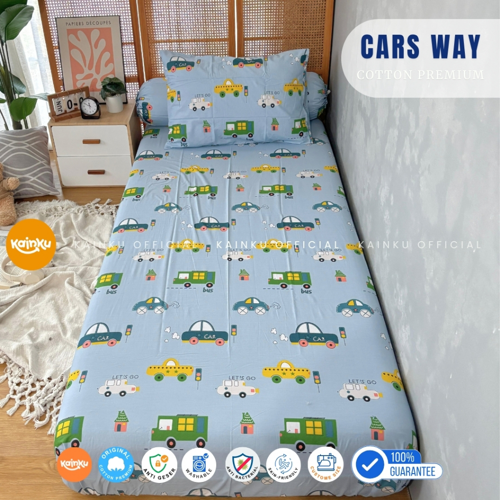 Kain Meteran - kain Sprei piyama Motif Cars Way