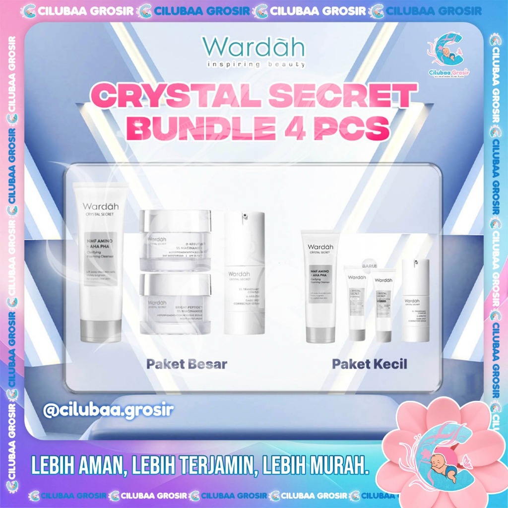 [4PCS] WARDAH Crystal Secret || Foaming Cleanser || Dark Spot Serum || Day Cream || Night Cream
