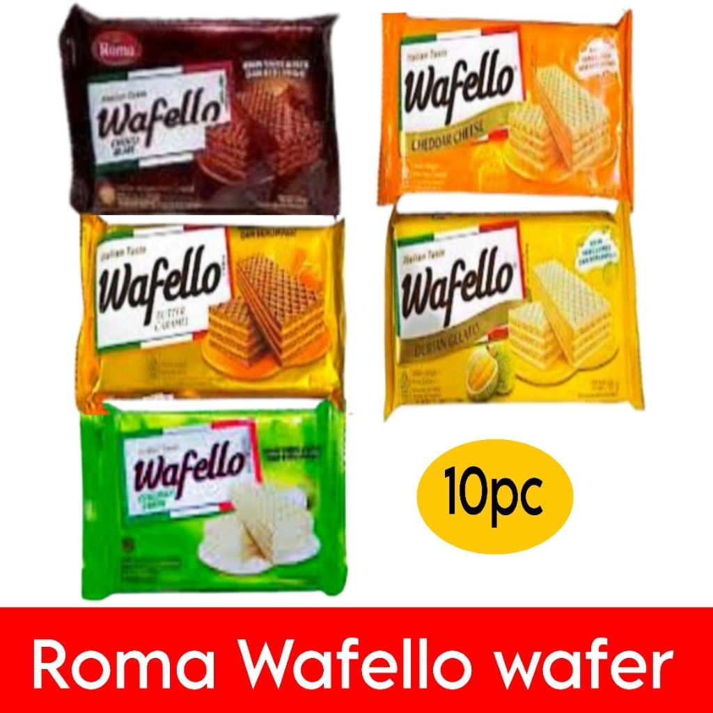 

Roma Wafello wafer 34gram isi 10bj pack