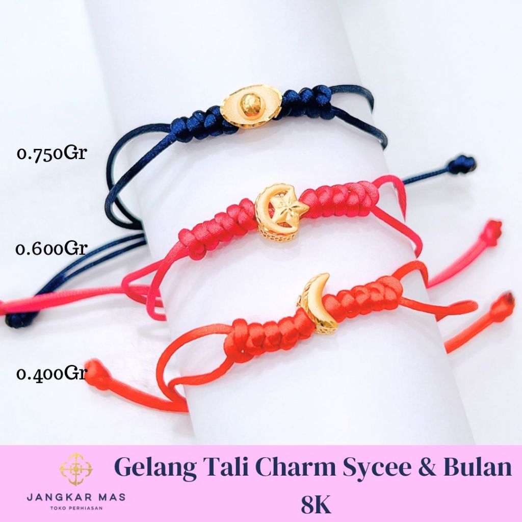 GELANG TALI CHARM EMAS CANTIK 8K 16K