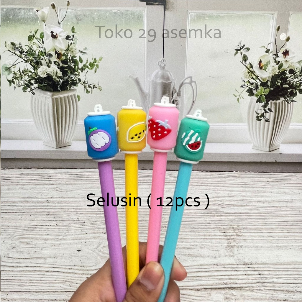 

12PCS SELUSIN PULPEN GEL MINUMAN KALENG PGK-1440 ALAT TULIS BOLPOIN UNIK MURAH PEN GEL KARAKTER