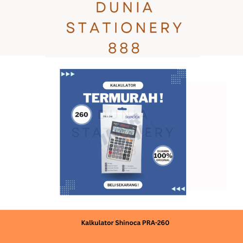 

ORIGINAL KALKULATOR SHINOCA PRA-260 16 DIGIT AUTO CHECK CORRECT REVIEW KALKULATOR KANTOR MEJA KERJA