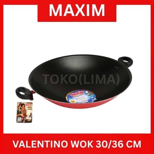Wajan Penggorengan Maxim Valentino Wok 36cm 30cm Teflon Anti Lengket Teflon Penggorengan Maxim 30 36
