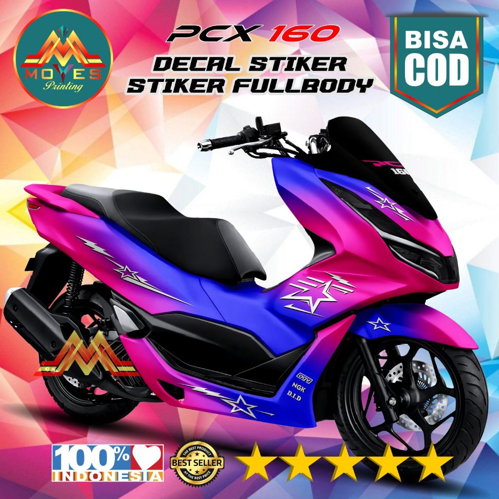 Decal stiker Honda Pcx 160 full body Bunglon pink bintang