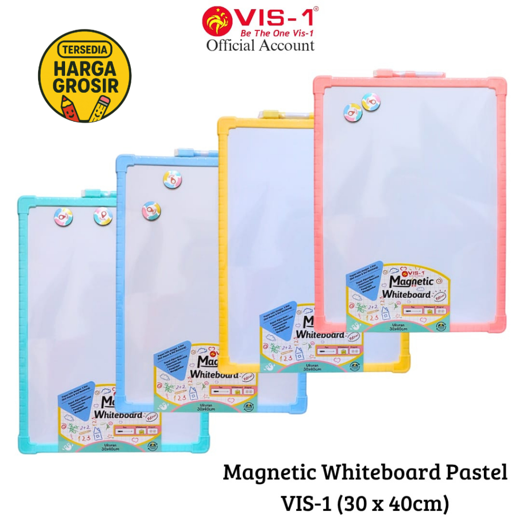 

VIS-1 - Magnetic Whiteboard Pastel UK 30X40 | Set Spidol Penghapus