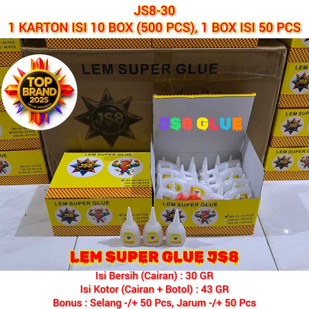 

JS8 GLUE ETERNITY 25 PCS LEM KOREA JUMBO ORANG TUKANG BERTOPI JS8 BANTENG 30GR