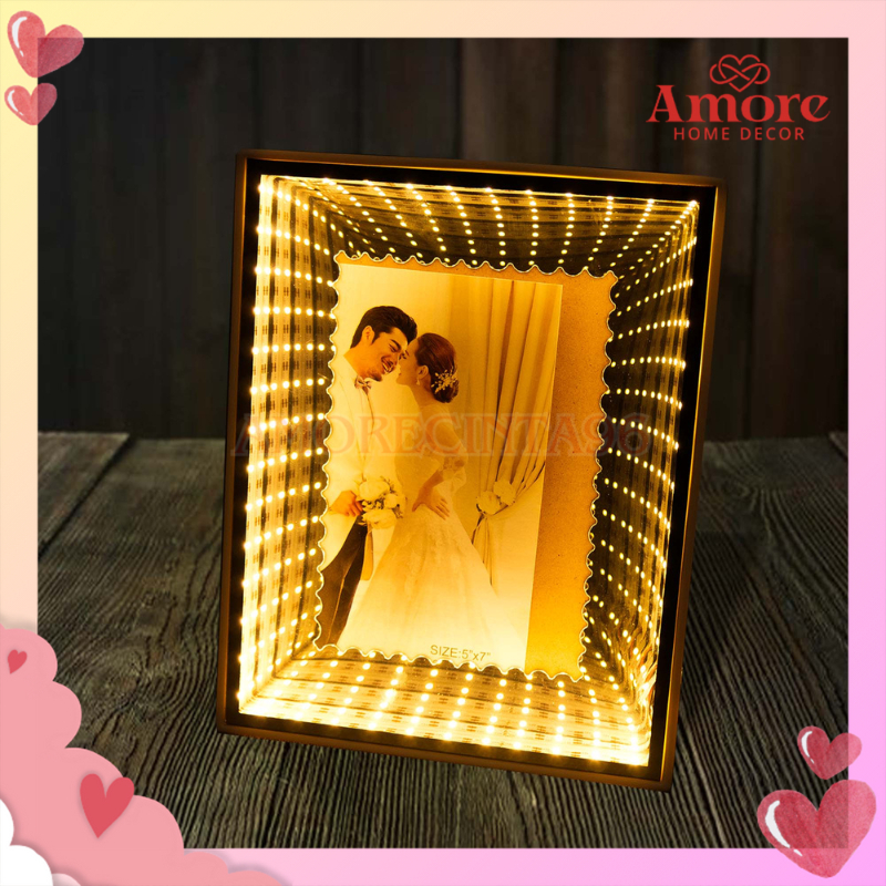 Bingkai Foto Lampu LED 3D / Pigura Berlian Lampu / Aesthetic Frame LED