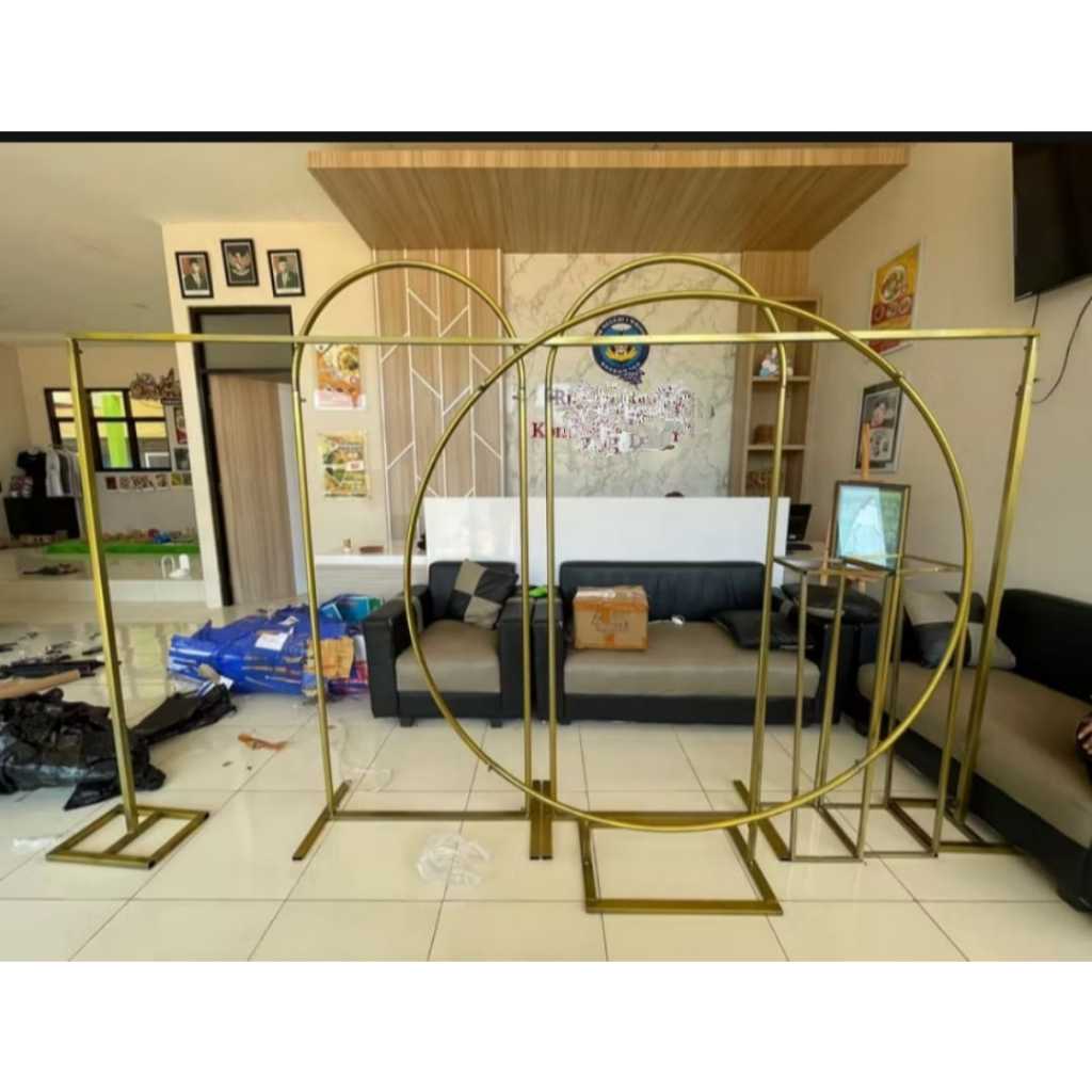 PAKET TIANG GAWANG 3x3m adjust + 2 Standing Oval + ring Hulahup + standing flower kotak DEKORASI REA