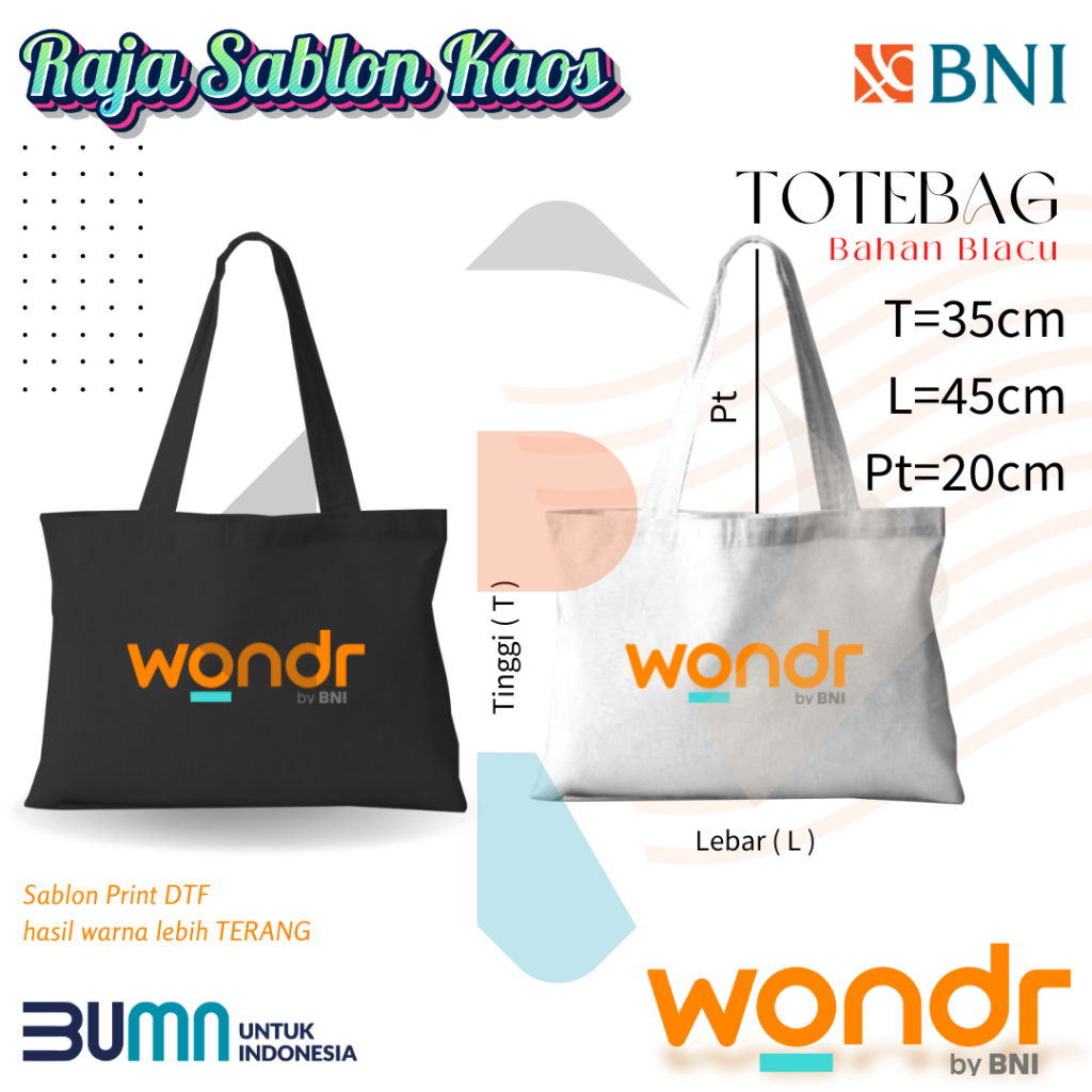 TOTEBAG WONDR BY BNI TAS BLACU SOUVENIR BANK BNI