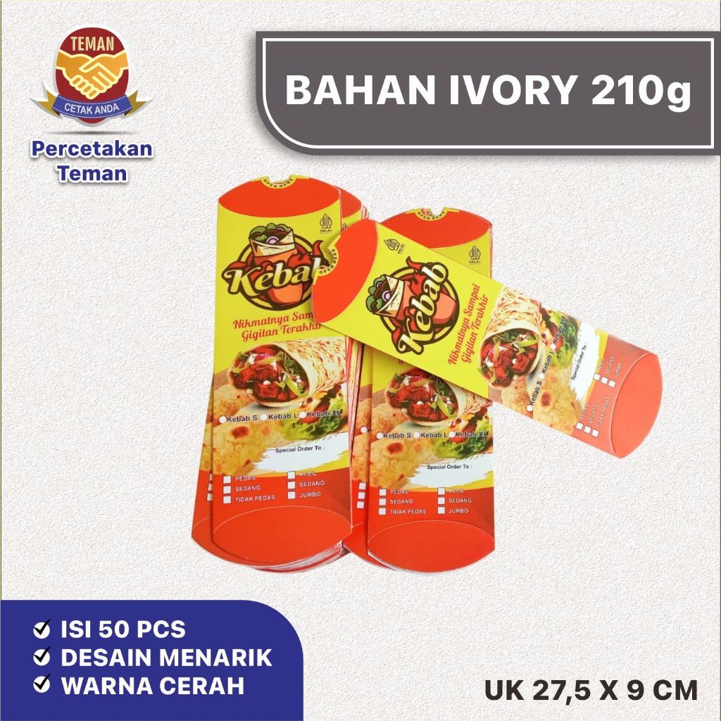 

Bungkus Kebab Premium Warna Kuning Merah 50 Pcs