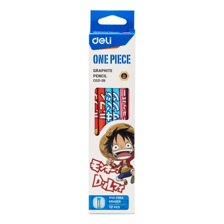 

PENSIL GRAPHITE 2B ONE PIECE | DELI C021-2B | 1 KOTAK ISI 12 PCS PVC-FREE ERASER