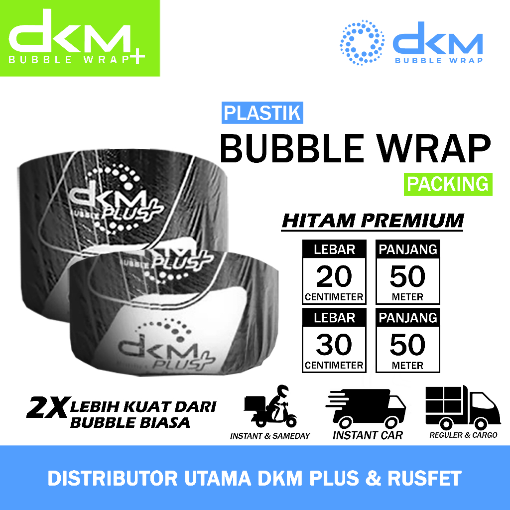

Plastik Bubble Wrap DKM 30cm 20cm x 50m Warna Putih Hitam Premium