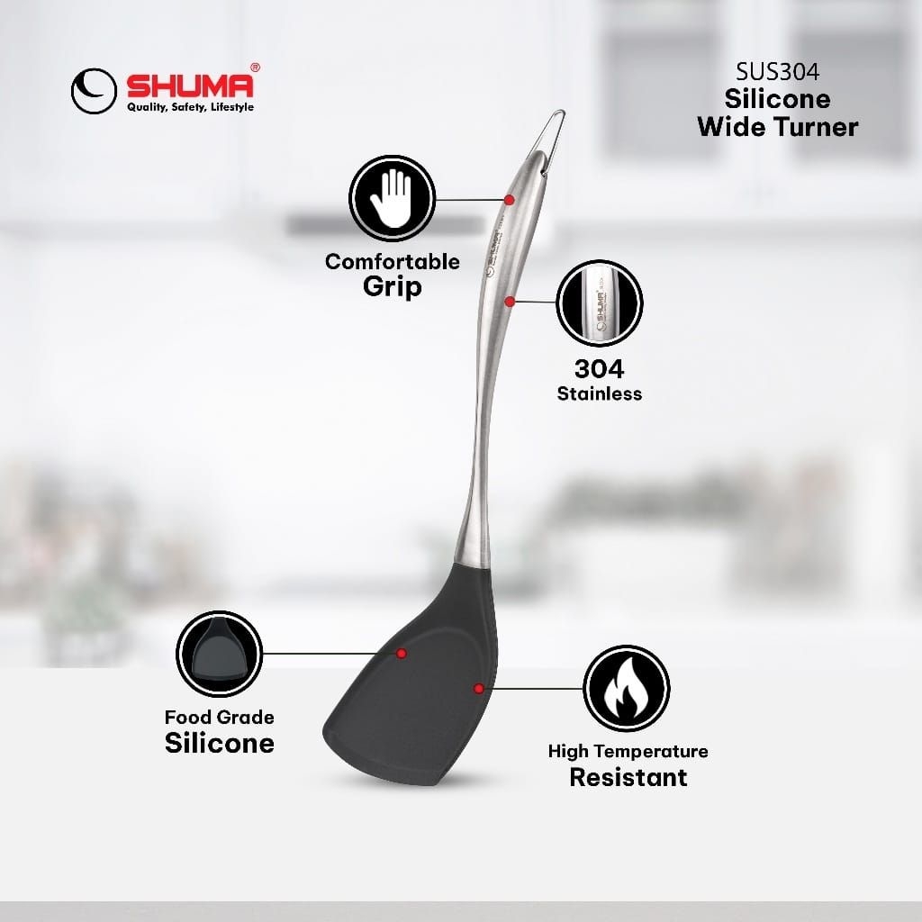 Spatula / Sutil / Silicone Wide Turner Shuma Stainless Steel 304