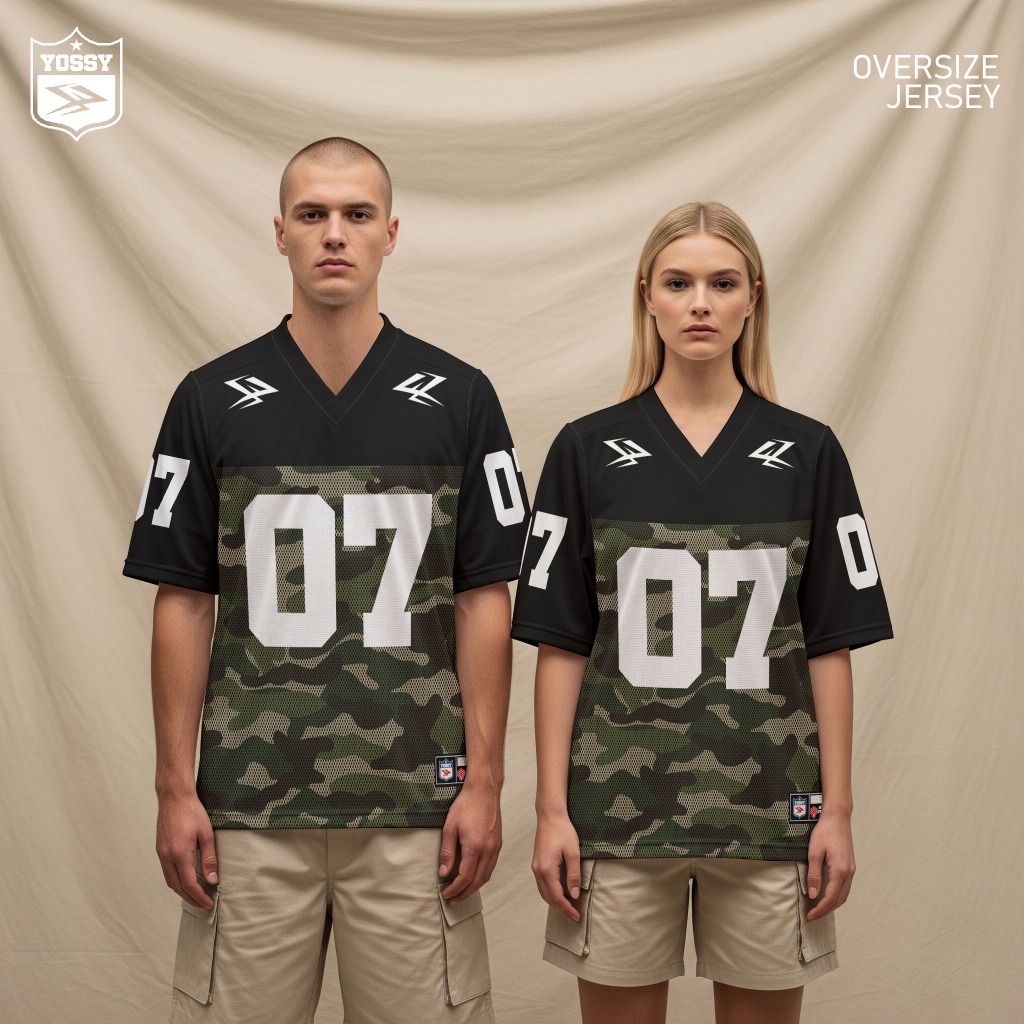 Kaos Jersey Casual Girl Black Camo | Fullprint