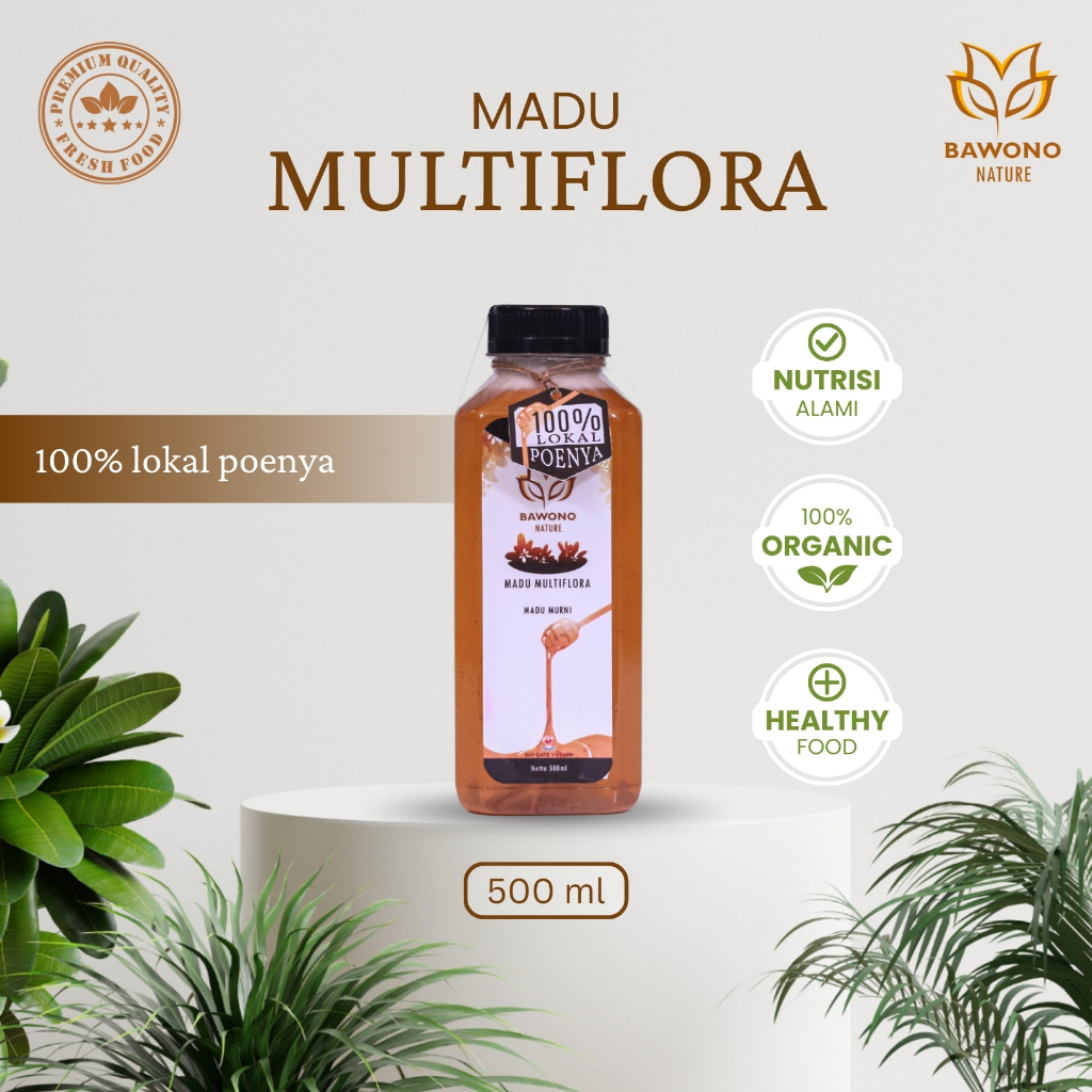 

Madu Multiflora Murni 500 ml Organik Bawono Nature - 100% Madu Herbal Asli, Alami, Kaya Nutrisi