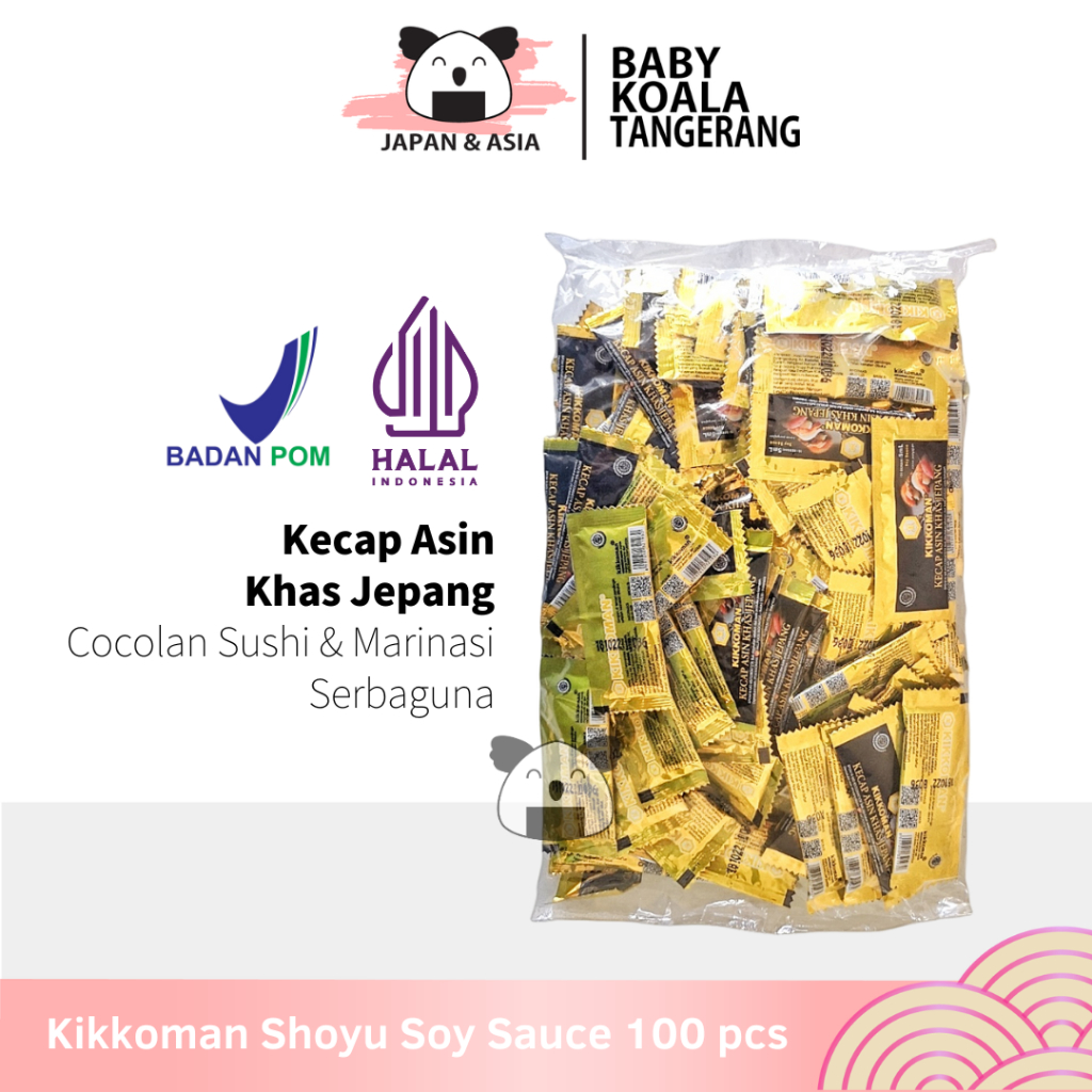 

KIKKOMAN Shoyu 5 ml X 100 Pcs Halal | All Purpose Seasoning | Kecap Asin Jepang -BKT