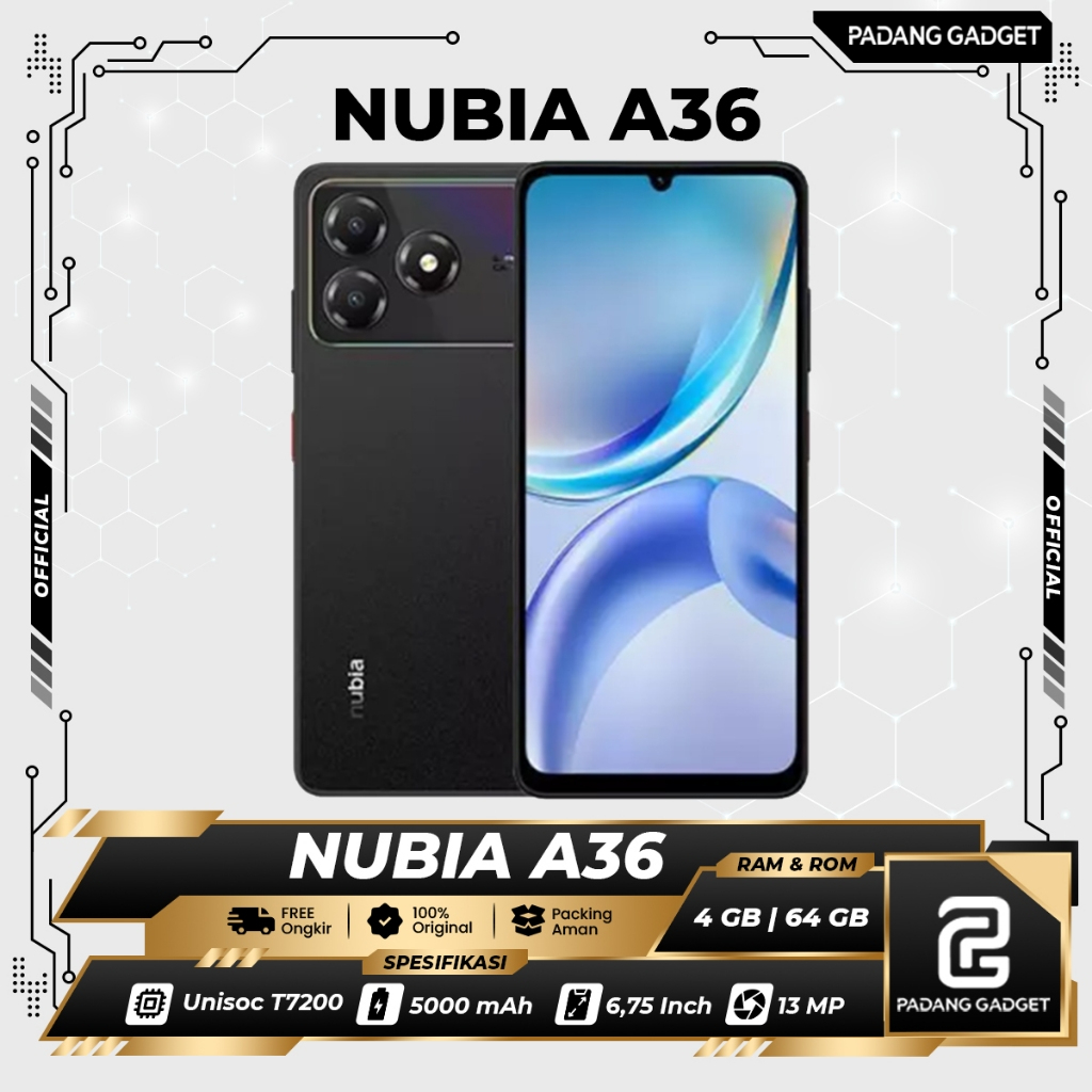 ZTE Nubia A36 4/64 GB HP Murah Live Island 2.0 13 MP AI Smartphone Original Garansi Resmi Nubia