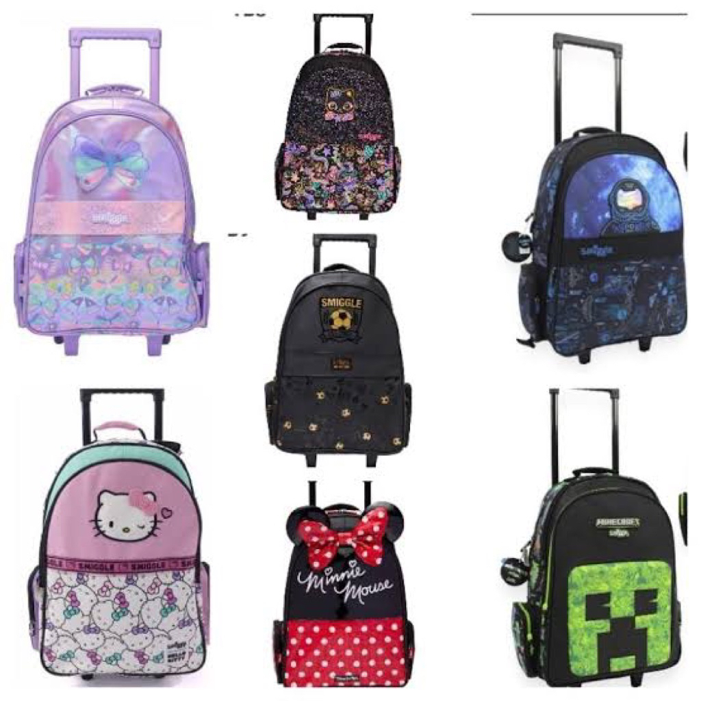 trolly smiggle / tas dorong anak / tas trolly anak /tas roda anak /tas anak /tas smiggle /tas roda b