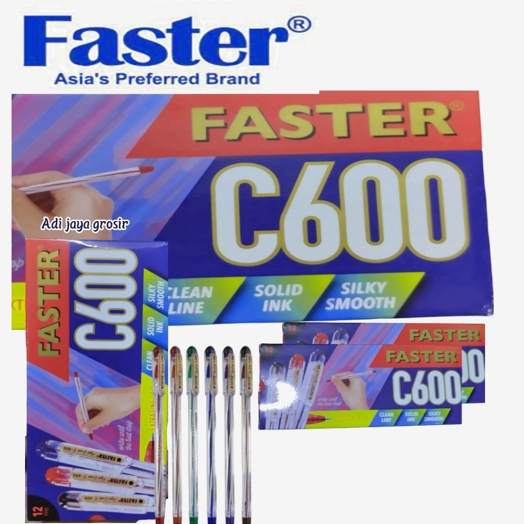 

FASTER Pulpen Faster C600 1 Pack Isi 12 Pcs ukuran mata pena 0,7 mm dan Tinta Solid Silky Smooth Linelean Cocok untuk Penggunaan 12 Pcs