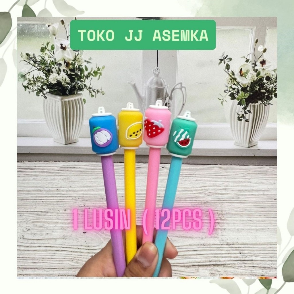 

1 LUSIN ( 12PCS )PULPEN GEL MINUMAN KALENG ALAT TULIS IMUT MURAH PEN GEL KARAKTER LUCU MURAH PENA