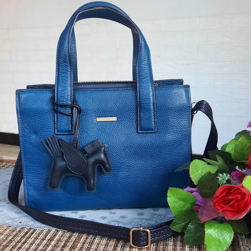 PL Della Stella sling / hand bag navy kulit asli