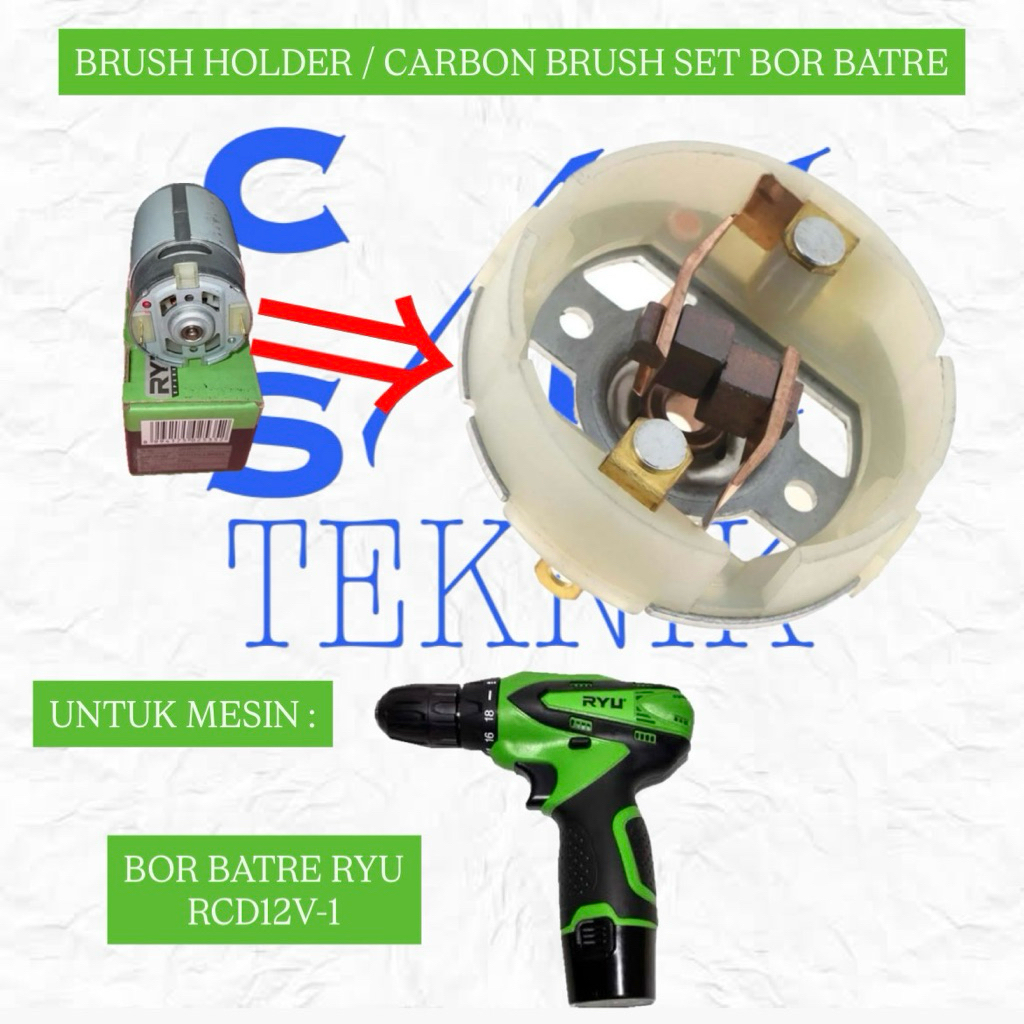 CARBON BRUSH HOLDER SET BOR BATRE RYU RCD12V-1 ARANG BOR BATRE RYU RCD12V-1