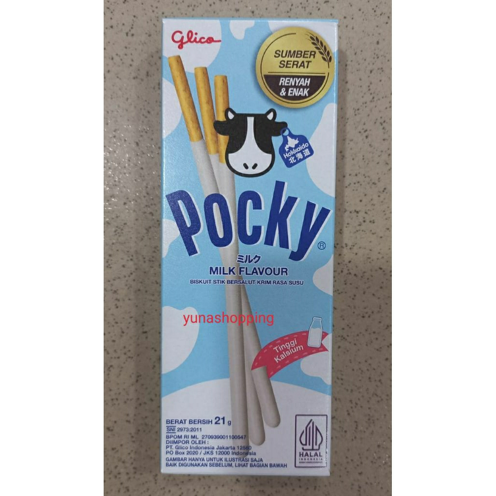 

Pocky biskuit stik bersalut krim rasa susu 21g