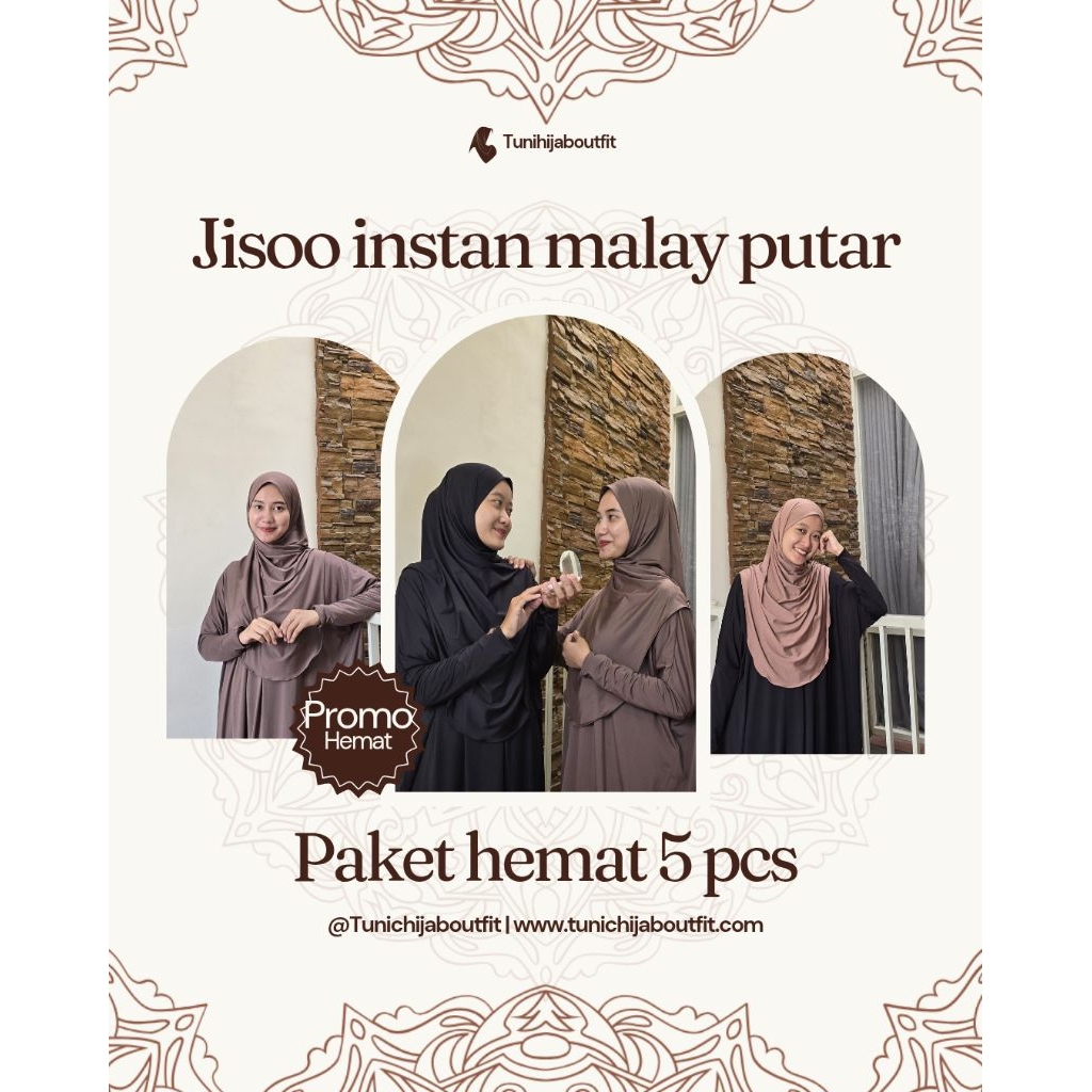 Luna Hijab Instan Malay Putar Non Pet Syar'i/ Jiisoo Instan Malay Non Pet Syar'i