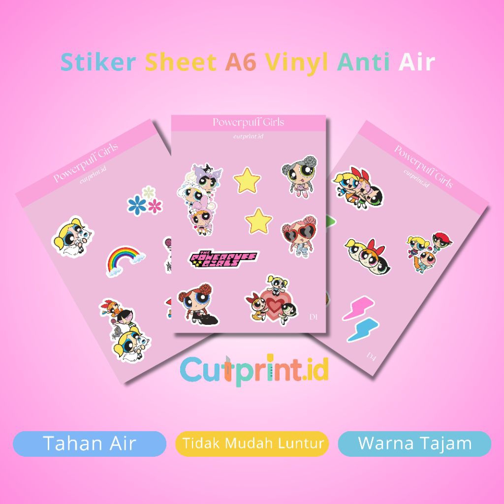 

Stiker A6 Vinyl Powerpuff Girls | Vinyl Anti Air | Desain Lucu & Unik