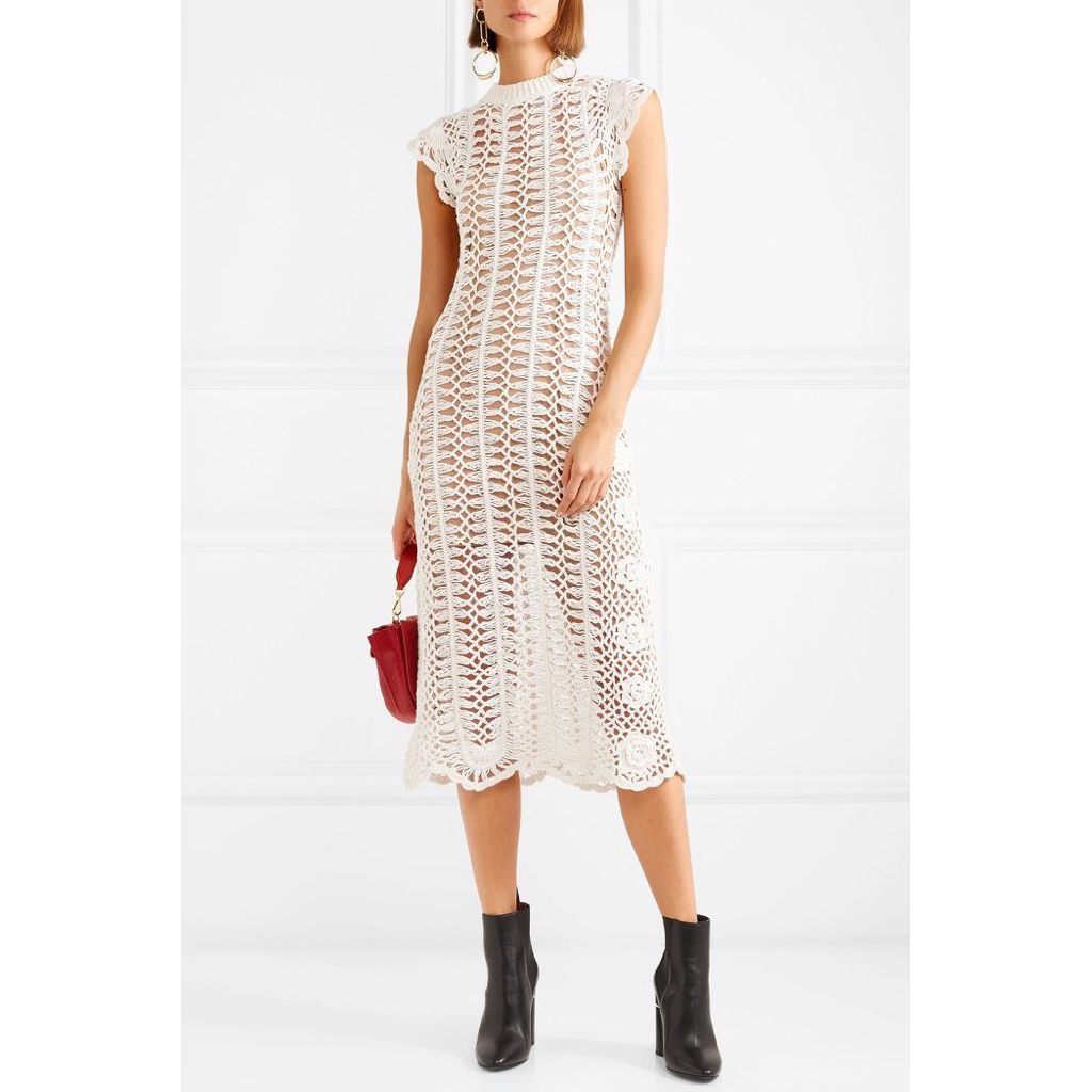 SELF PORTRAIT - Crocheted Cotton Dress Size L