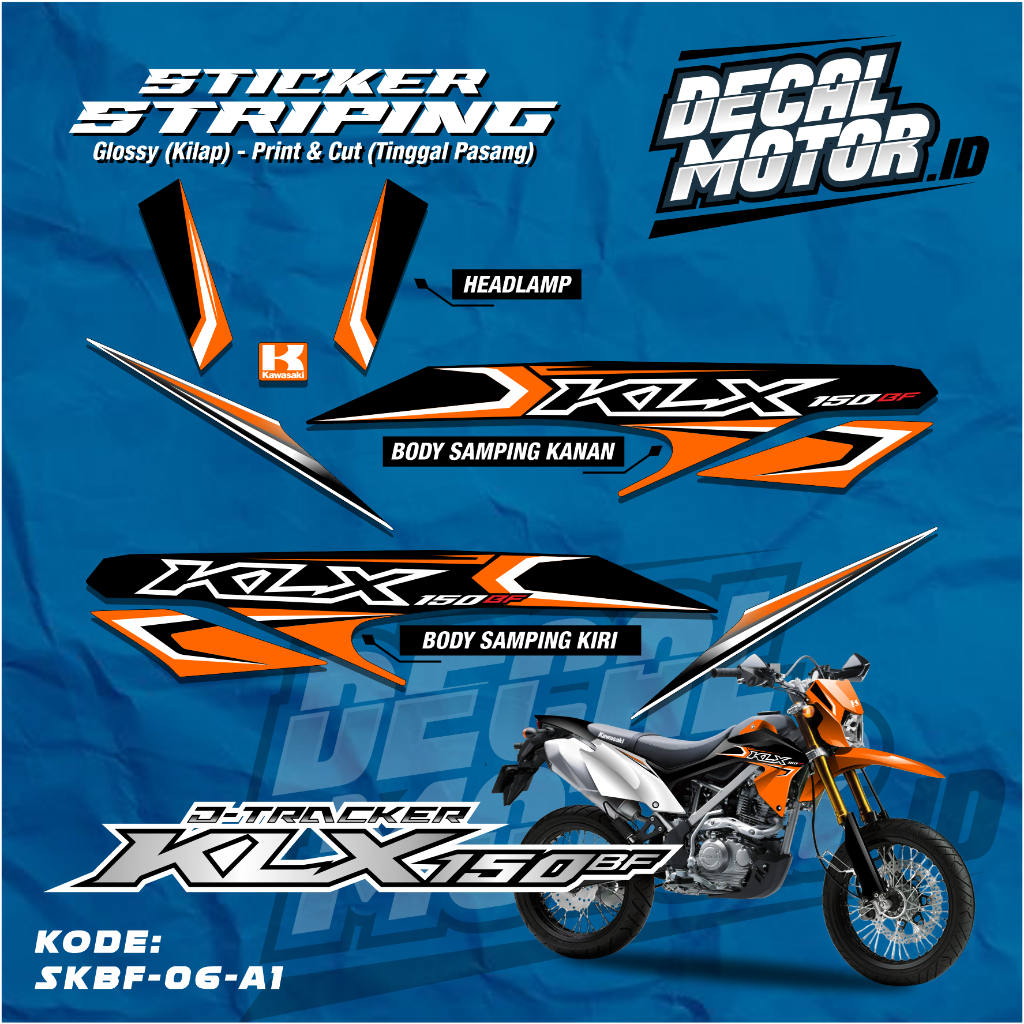 Stiker Striping Vinyl Kawasaki Klx Bf 150 - Decal Kawasaki KLX BF EXTREME - Stiker Striping Lis Vari