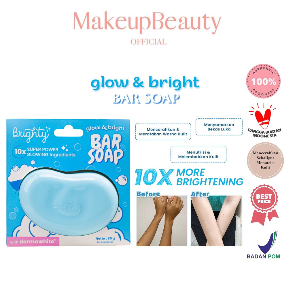 BRIGHTY Glow & Bright Bar Soap 85g - Sabun pencerah whitening soap