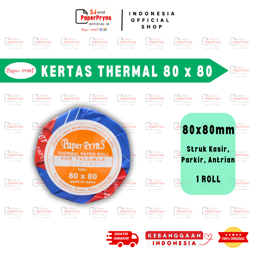 

(ROLL) PAPERPRYNS Kertas Thermal Roll Struk 80 x 80mm (Varian Orange)