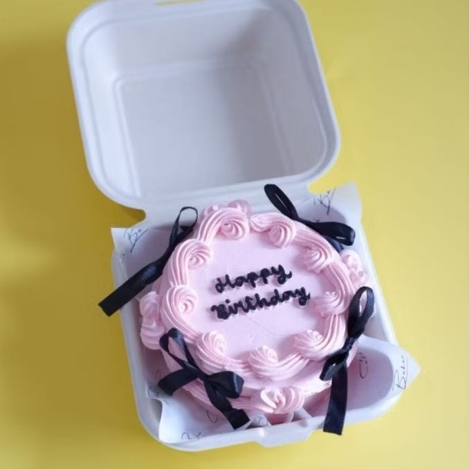 Bento Cake Ribbon / Korean Cake Fresh Cream Cake - Kue Ulang Tahun